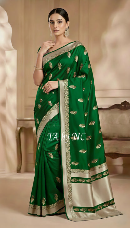 Forest Banarasi Mashru Katan Silk Meenakari Saree