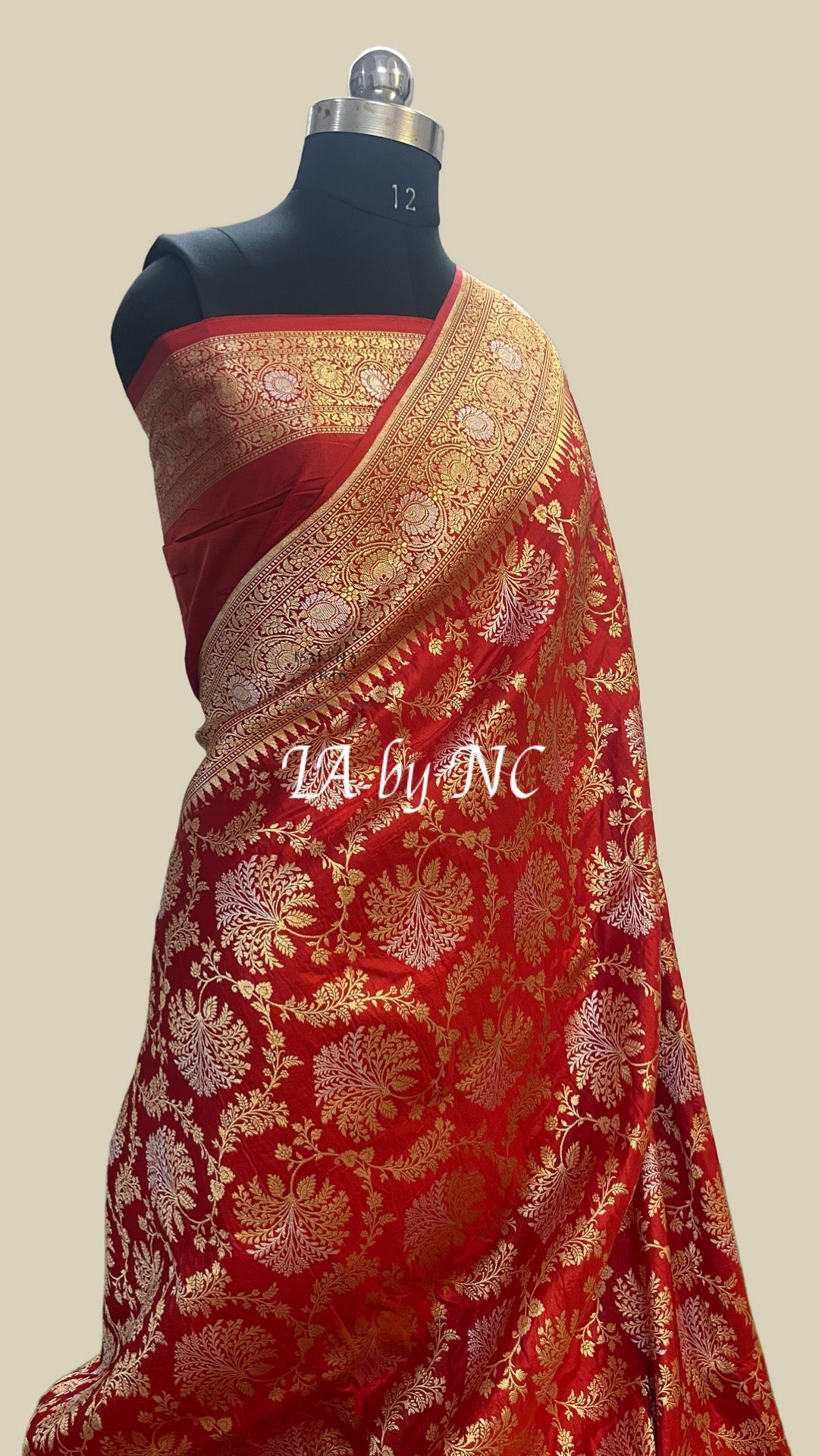 Crimson Banarasi Pure Katan Silk Pattu Meenakari Saree