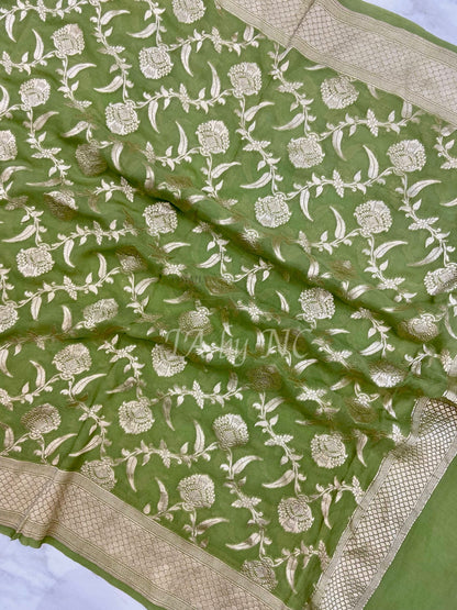 Moss Banarasi Pure Khaddi Georgette Dupatta
