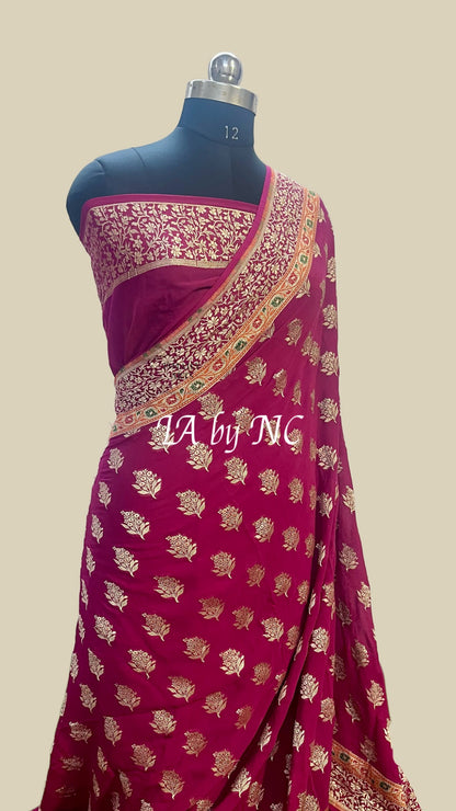 Mulberry Banarasi Pure Khaddi Georgette Saree