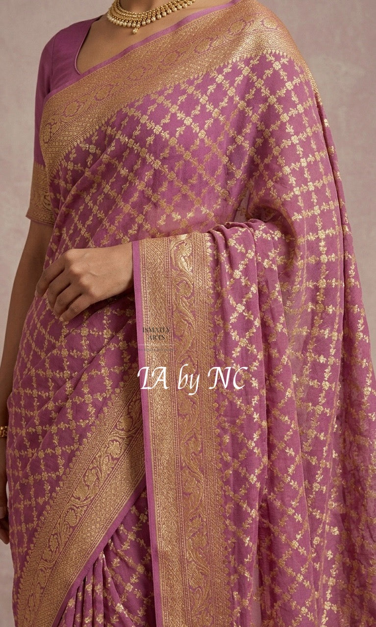 Thulian Banarasi Pure Khaddi Georgette Saree