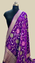 Grape Banarasi Pure Munga Silk Dupatta