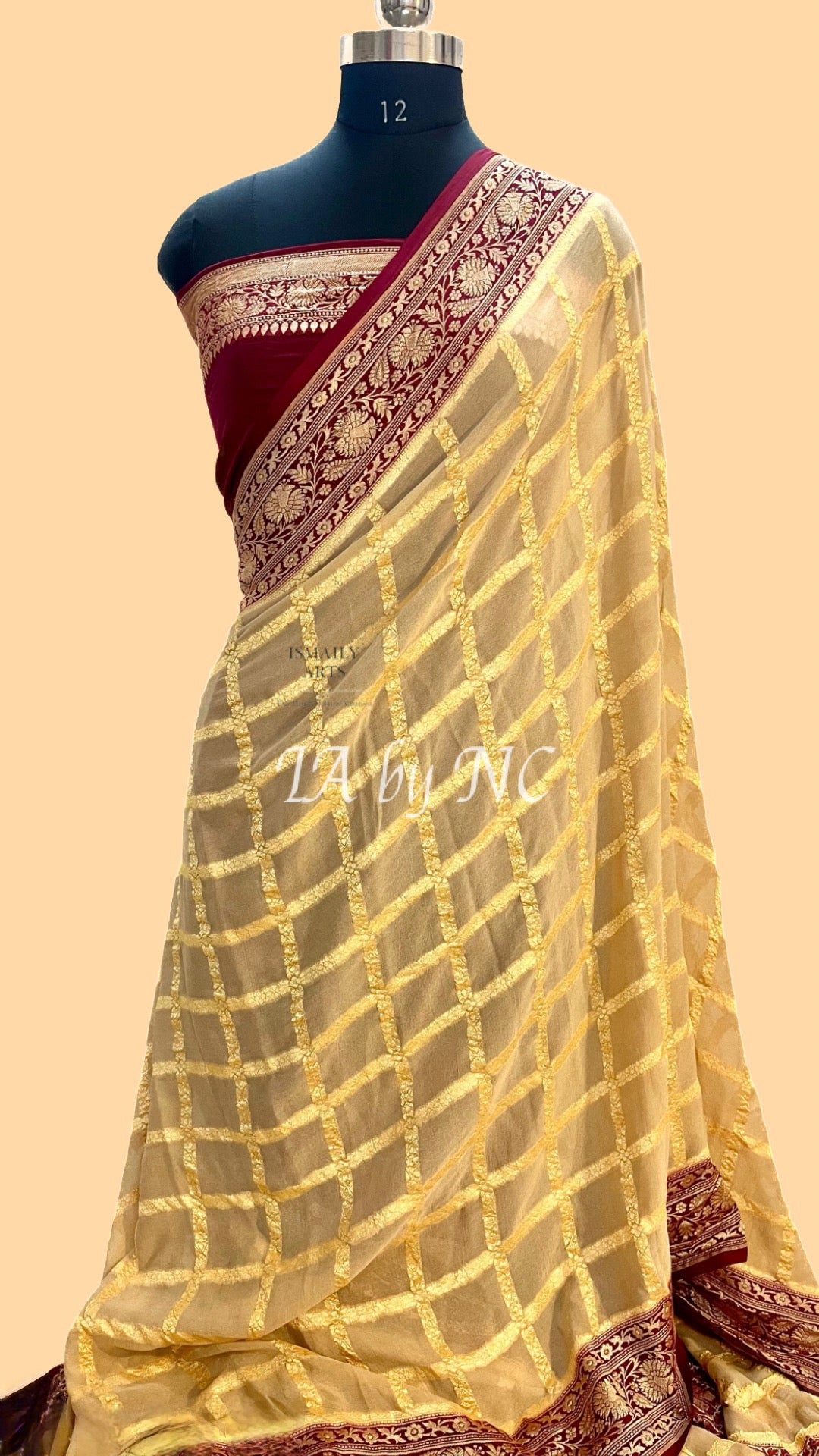 Eggnog Banarasi Pure Khaddi Georgette Saree