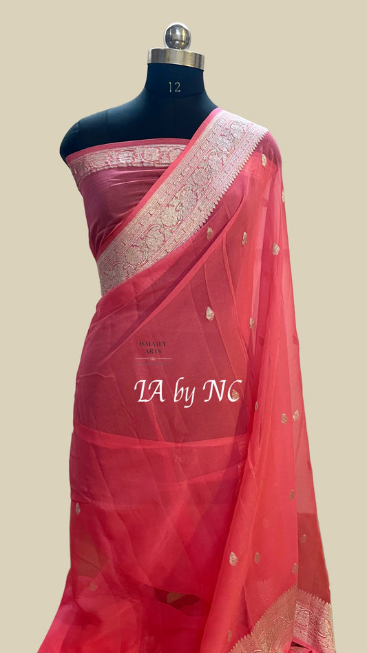 Punch Banarasi Pure Khaddi Georgette Kadwa Saree