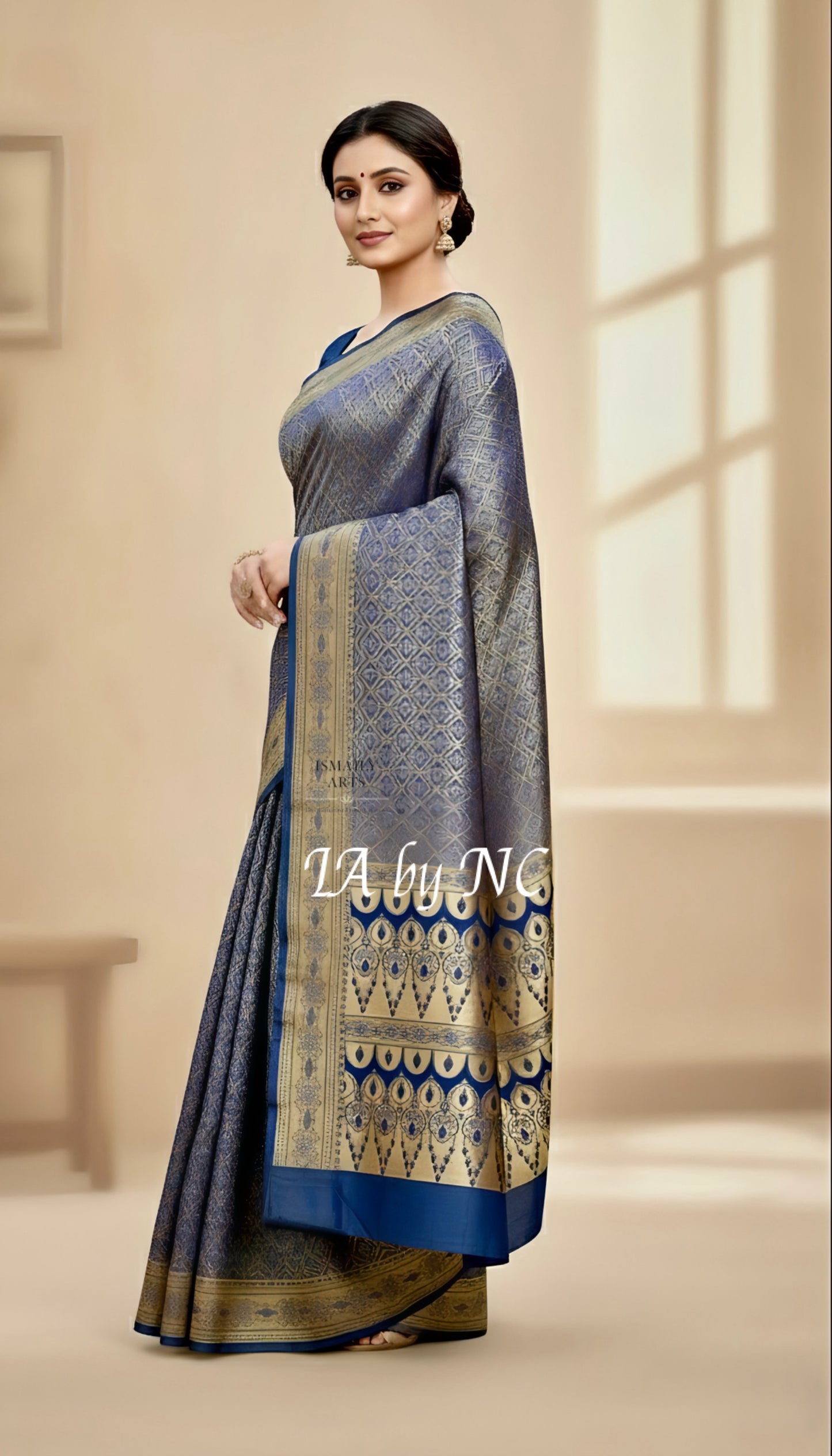 Prussian Banarasi Mashru Katan Silk Saree