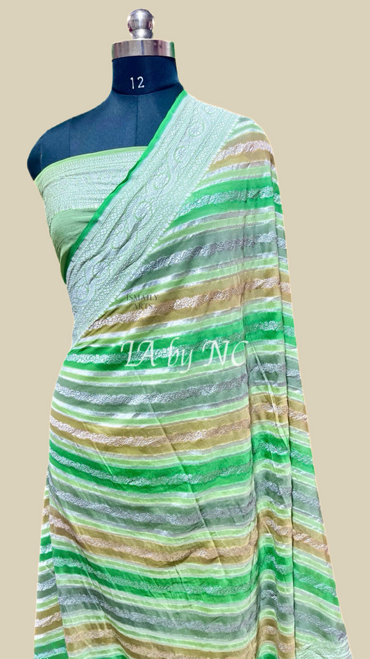 Pista Banarasi Pure Khaddi Georgette Saree
