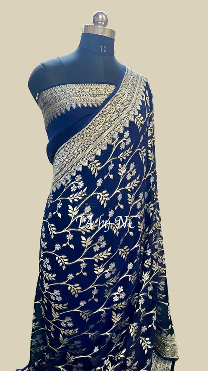 Navy Banarasi Pure Khaddi Georgette Saree
