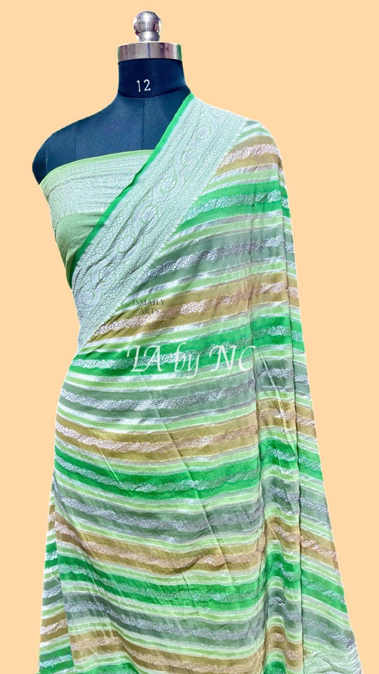 Pista Banarasi Pure Khaddi Georgette Saree