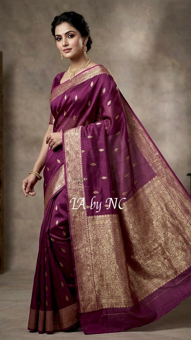 Byzantine Banarasi Pure Kora Silk Kadwa Saree