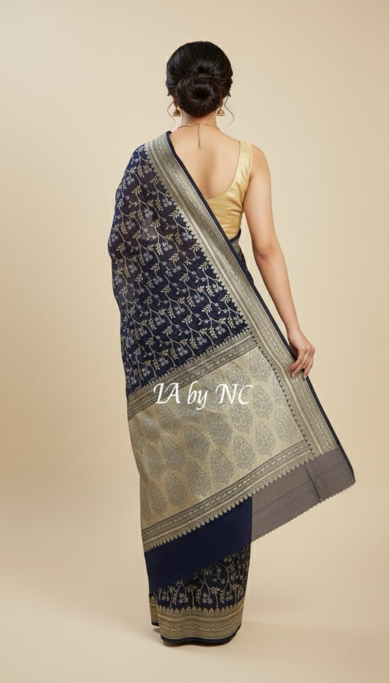 Space Banarasi Pure Khaddi Georgette Saree