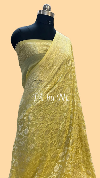 Flaxen Banarasi Pure Khaddi Georgette Saree