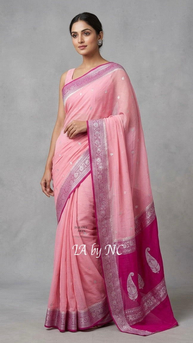 Punch Banarasi Pure Khaddi Georgette Kadwa Saree
