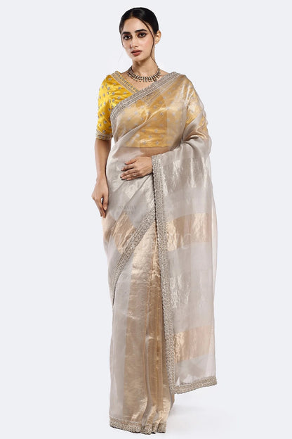 Ivory Banarasi Pure Tissue Silk Saree