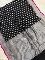 Black Banarasi Pure Khaddi Georgette Saree