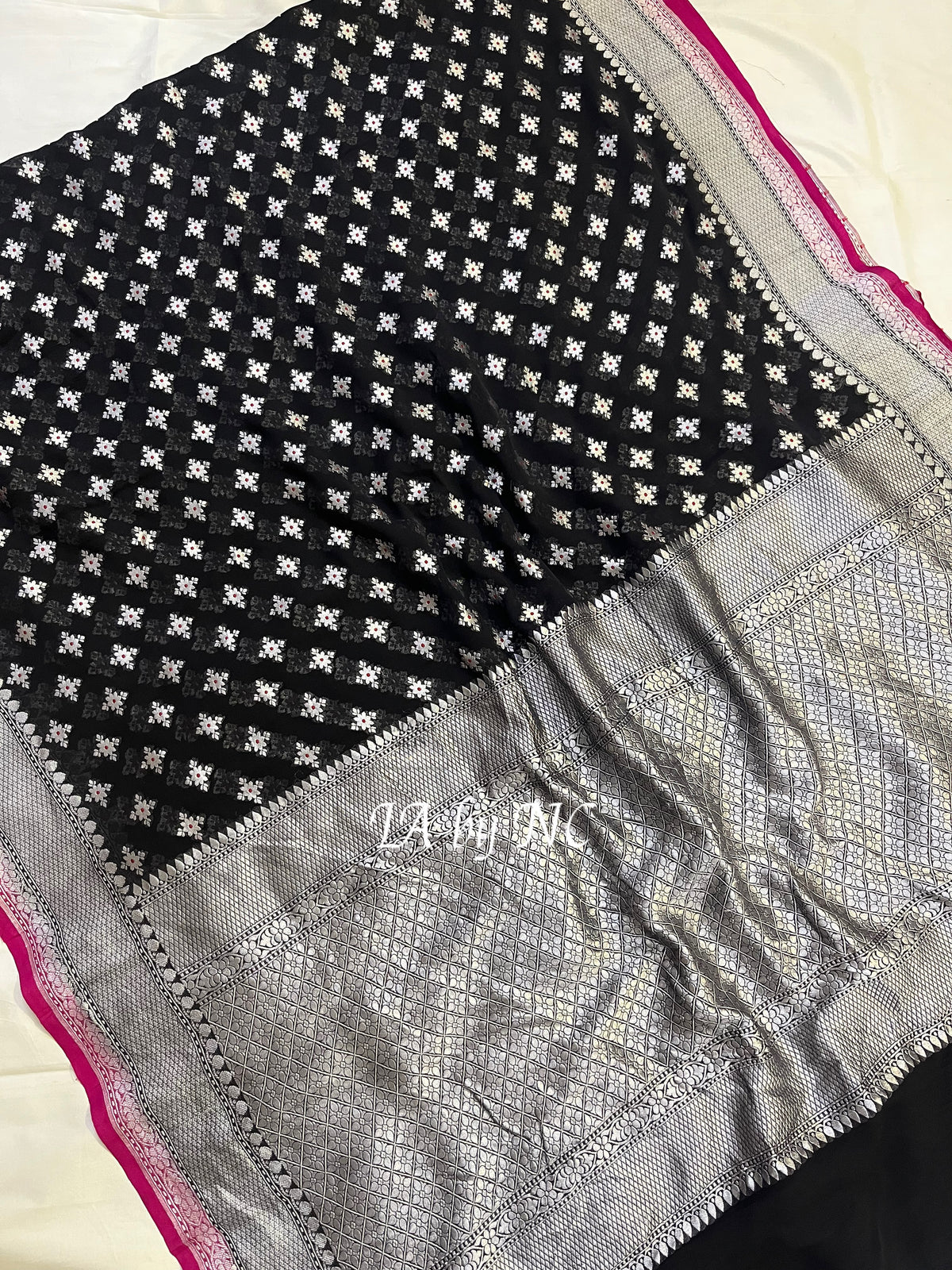 Black Banarasi Pure Khaddi Georgette Saree