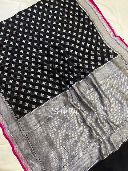Black Banarasi Pure Khaddi Georgette Saree