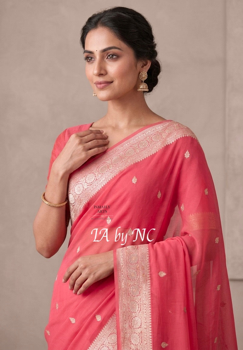 Punch Banarasi Pure Khaddi Georgette Kadwa Saree