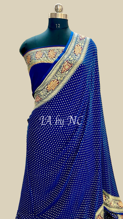 Prussian Banarasi Pure Khaddi Georgette Saree