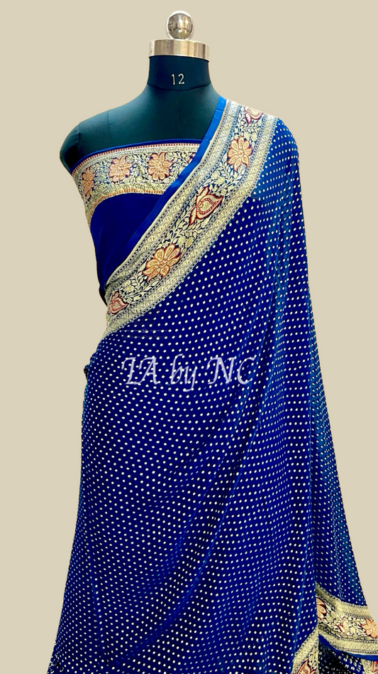 Prussian Banarasi Pure Khaddi Georgette Saree