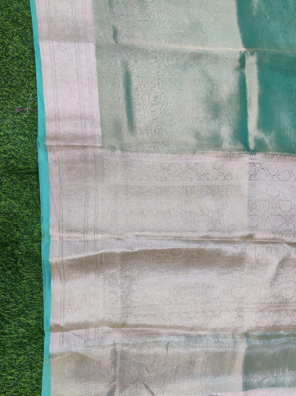 Turquoise Banarasi Pure Tissue Silk Saree