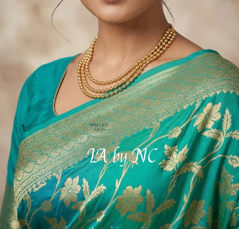 Turquoise Banarasi Pure Khaddi Georgette Saree