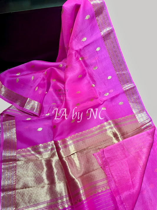 Neon Banarasi Pure Kora Organza Kadwa Saree