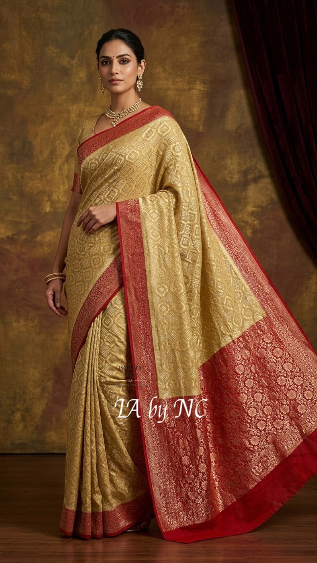 Beige Banarasi Pure Khaddi Georgette Saree