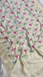 Beige Banarasi Pure Munga Silk Dupatta