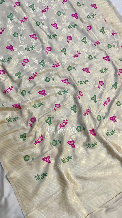 Beige Banarasi Pure Munga Silk Dupatta