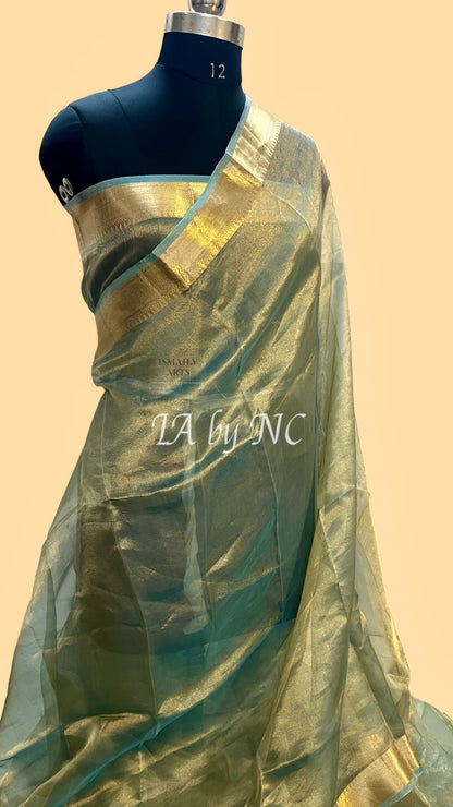 Turquoise Banarasi Pure Tissue Silk Saree