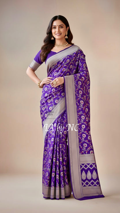 Grape Banarasi Pure Munga Silk Saree