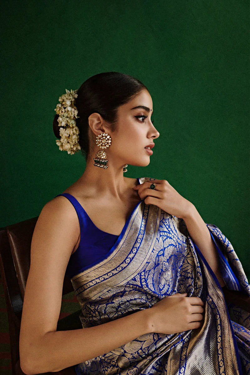 Jahnvi Kapoor Royal Banarasi Pure Katan Silk Pattu Brocade Saree
