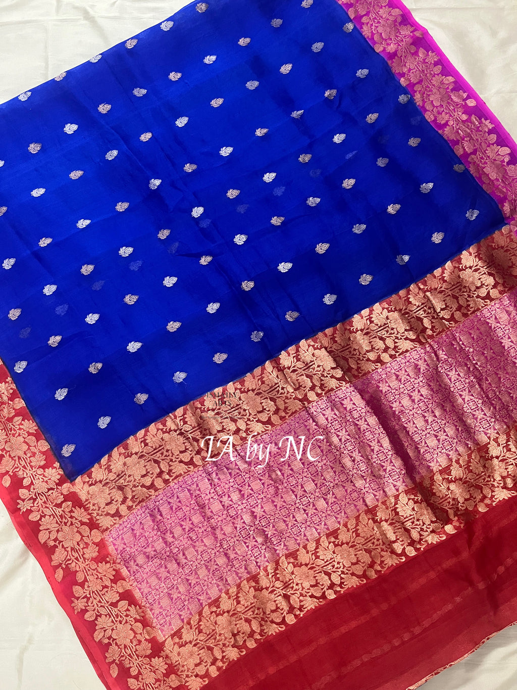 Royal Banarasi Pure Kora Silk Kadwa Saree - Ganga Jamuna Border