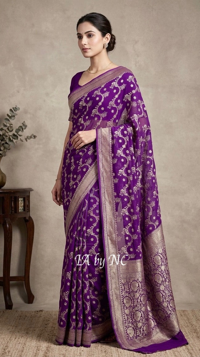 Lollipop Banarasi Pure Khaddi Georgette Saree