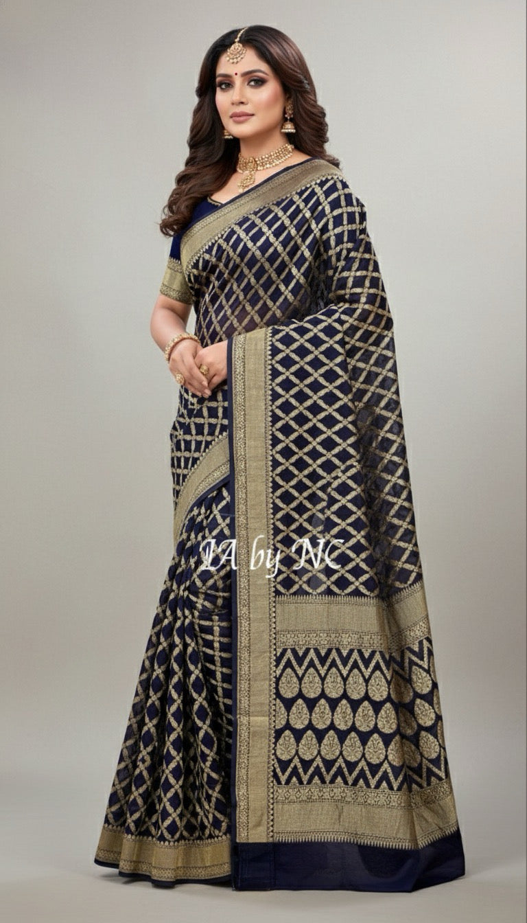 Space Banarasi Pure Khaddi Georgette Saree