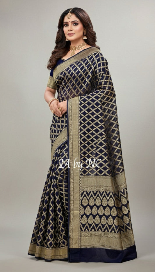 Space Banarasi Pure Khaddi Georgette Saree