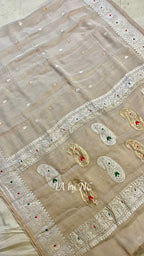 Natural Banarasi Pure Khaddi Tissue Georgette Kadwa Saree