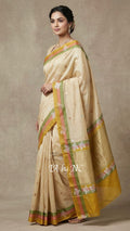 Beige Banarasi Pure Kora Silk Kadwa Saree