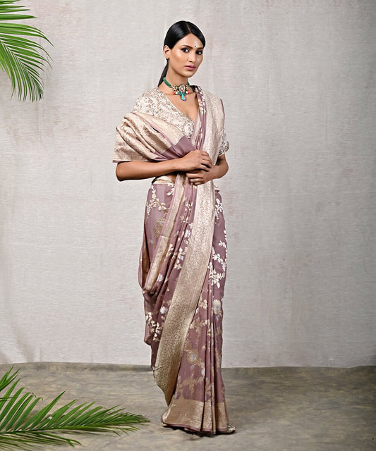 Reddish Banarasi Pure Khaddi Georgette Sona Rupa Saree