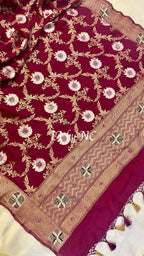 Sangria Banarasi Pure Munga Silk Sona Rupa Handwork Dupatta