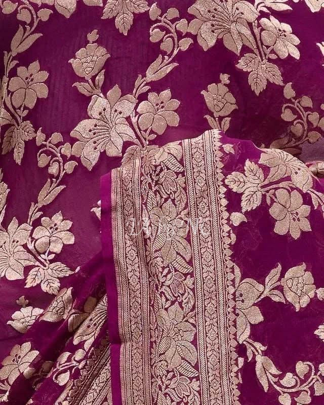 Byzantine Banarasi Pure Khaddi Georgette Saree
