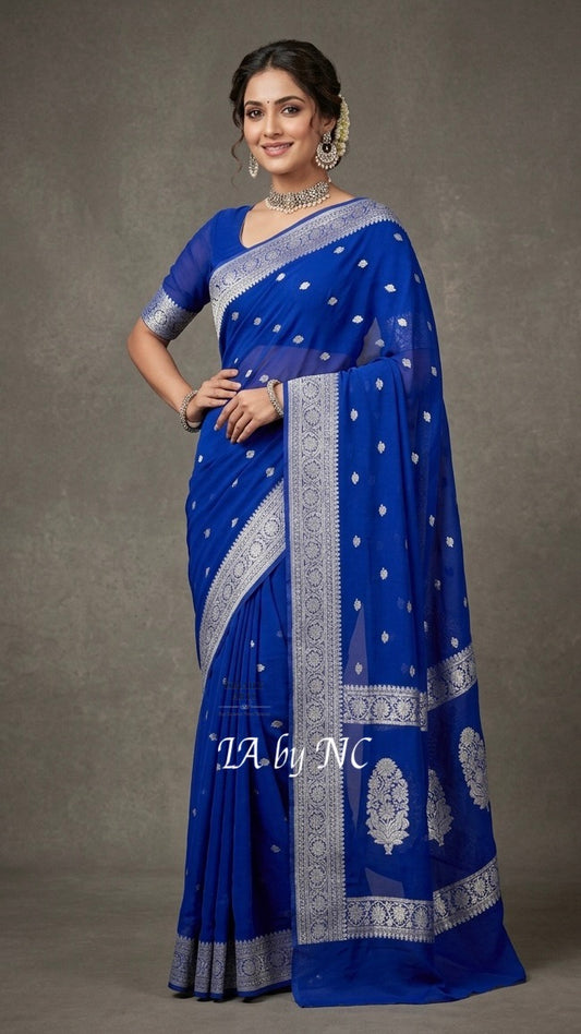 Royal Banarasi Pure Khaddi Georgette Kadwa Saree
