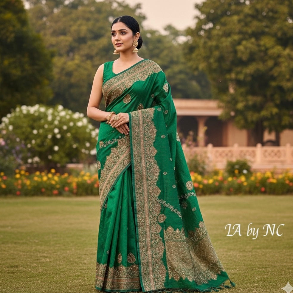 Sacramento Banarasi Pure Khaddi Tussar Georgette Handwork Saree