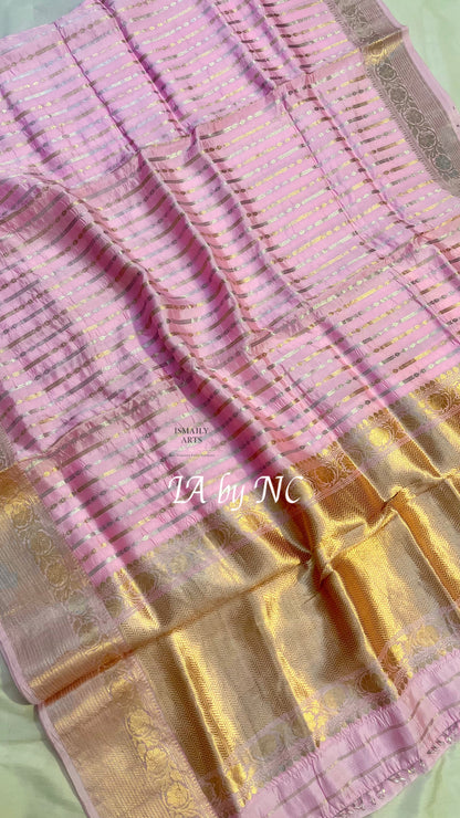 Baby Banarasi Pure Katan Silk Kadwa Raw Mango Pattu Saree