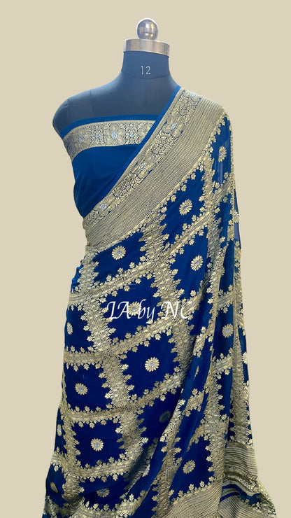 German Banarasi Pure Khaddi Georgette Saree
