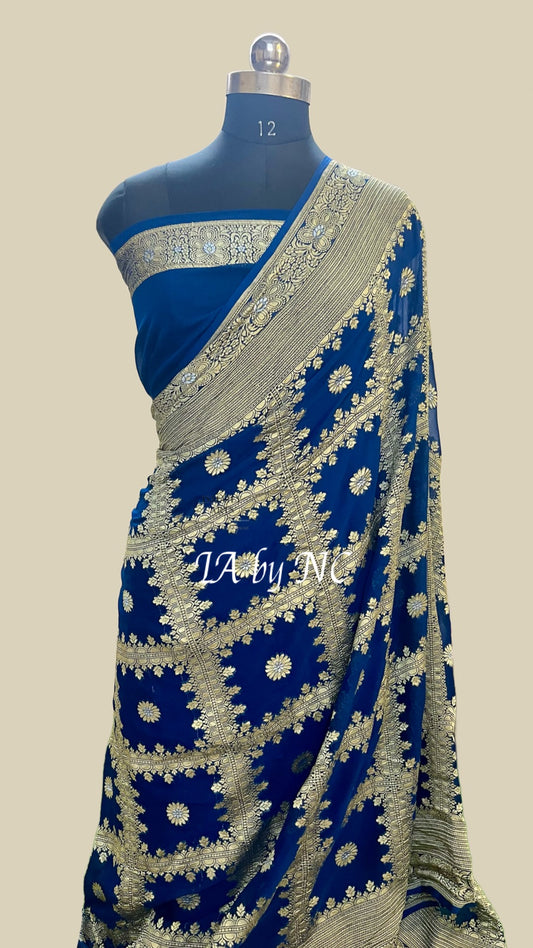 German Banarasi Pure Khaddi Georgette Saree