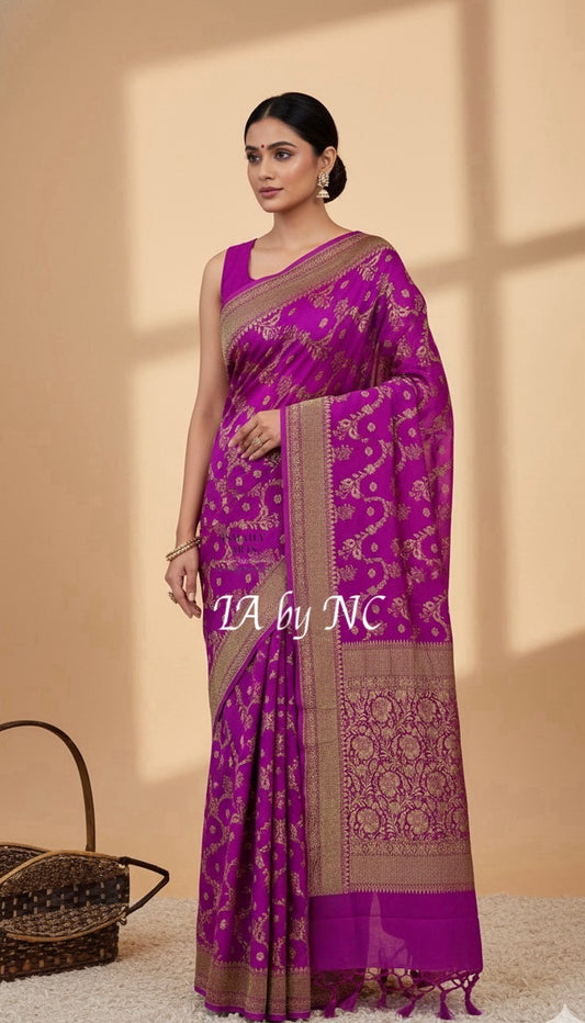 Lollipop Banarasi Pure Khaddi Georgette Saree