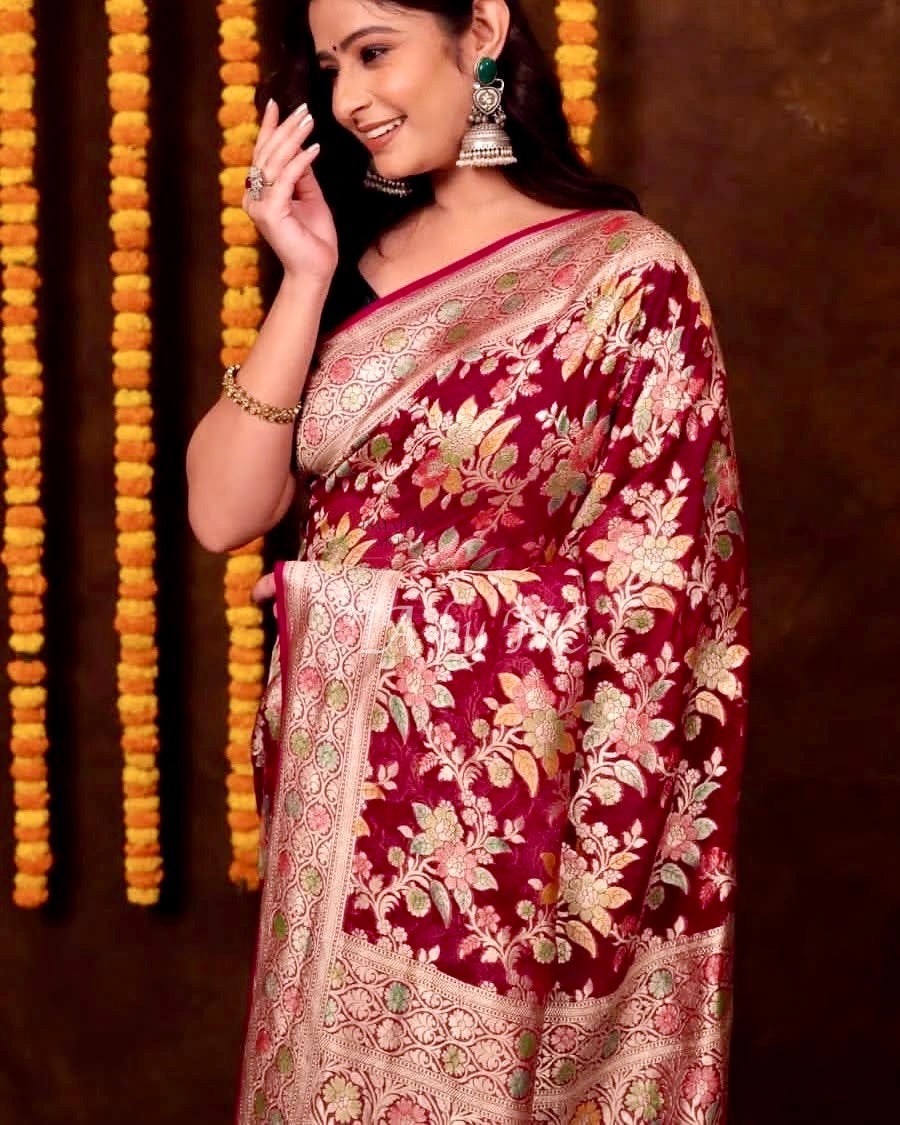 Mulberry Banarasi Pure Khaddi Georgette Saree