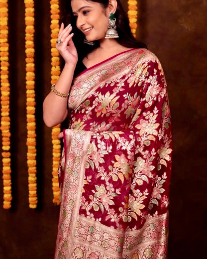 Mulberry Banarasi Pure Khaddi Georgette Saree