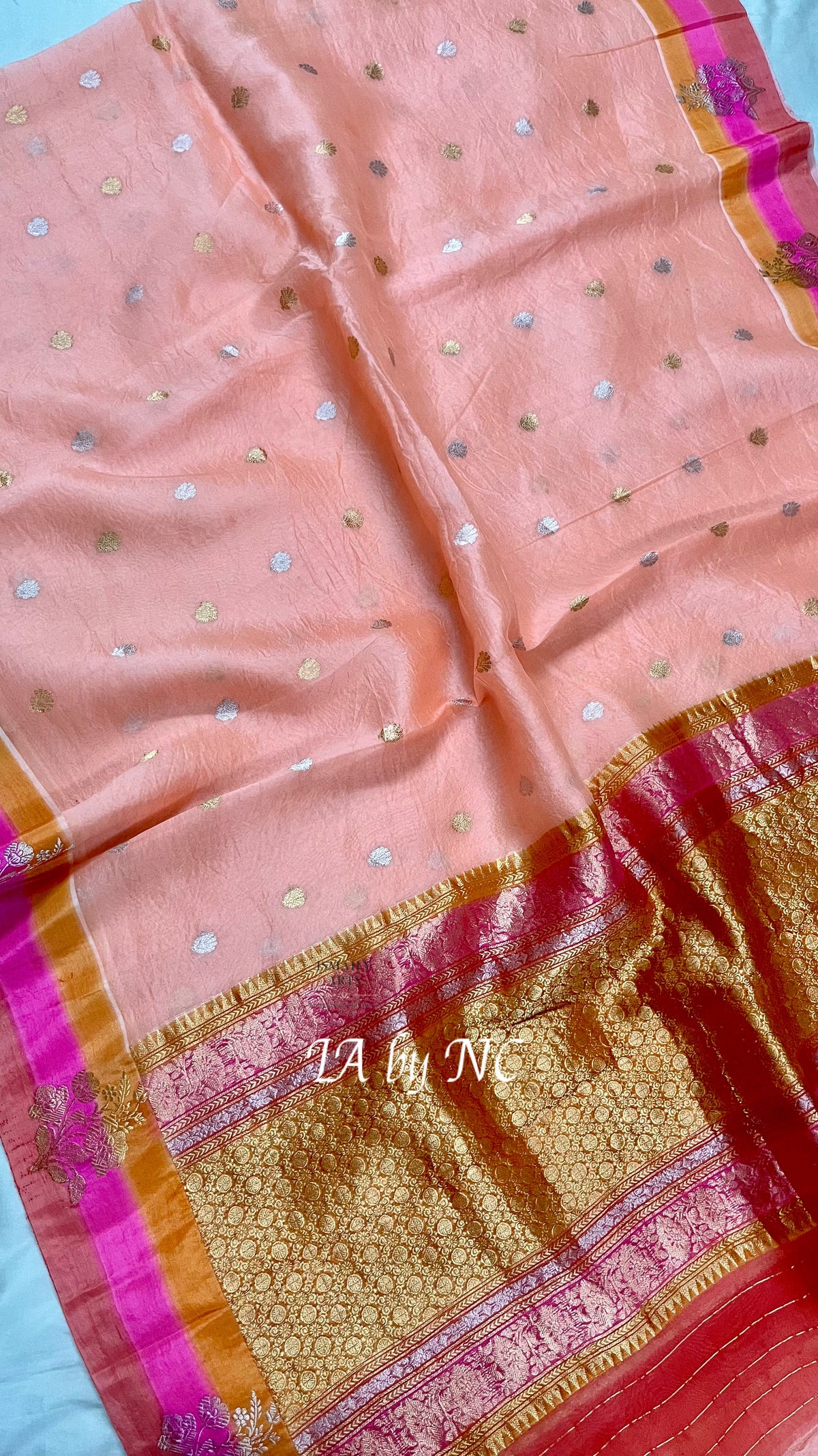 Flamingo Banarasi Pure Kora Silk Kadwa Saree